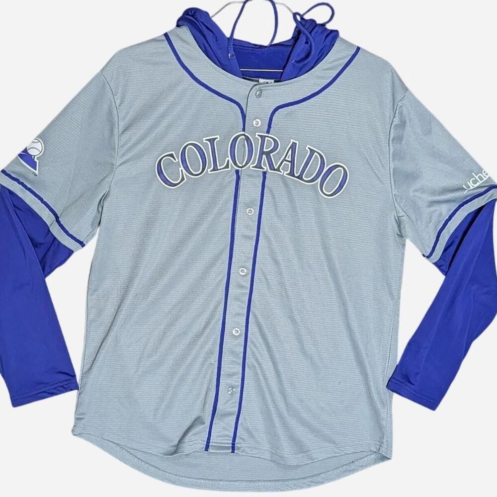 COLORADO ROCKIES JERSEY SWEATSHIRT HOODIE SGA 4/4/26 COORS FIELD EUC, SIZE XL